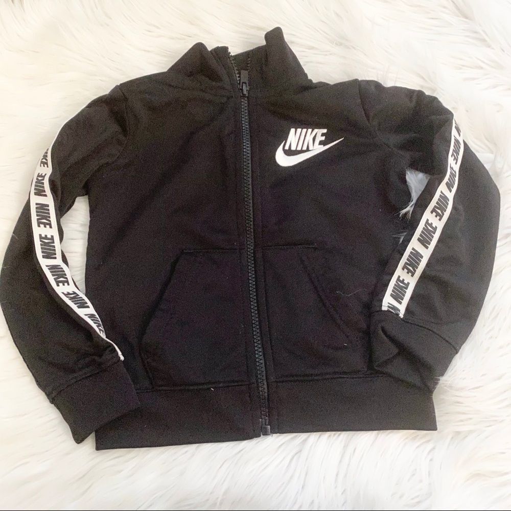 Nike black with logo on sleeves zip up jacket 2-3